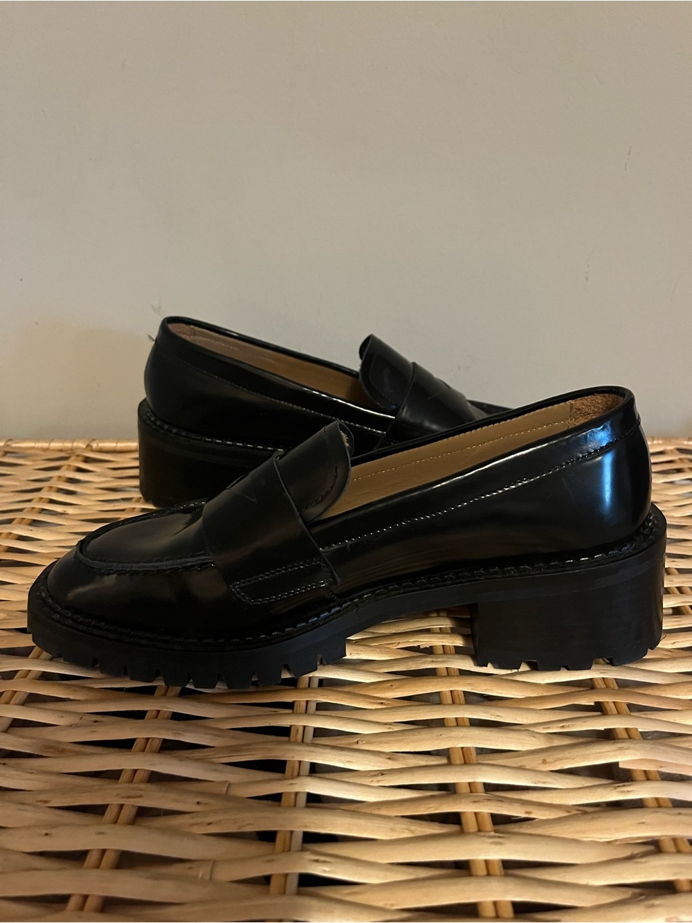 & Other Stories Black Chunky Lug Penny Loafers